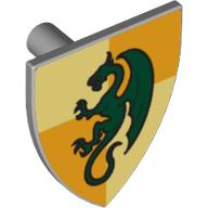 Shield Triangular with Dragon on Medium Nougat and Tan Quarters Print Hellblaugrau