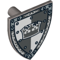 Shield Triangular with Gray Crown on White and Gray Quarters Background Print Flat Silver