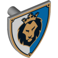 Shield Triangular with Lion Head, Blue and White Background Print Hellblaugrau