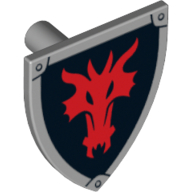 Shield Triangular with Red Dragon Head on Black Background Print Hellblaugrau