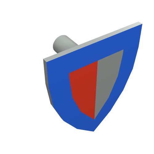 Shield Triangular with Red and Gray Halves and Blue Border Print Hellgrau