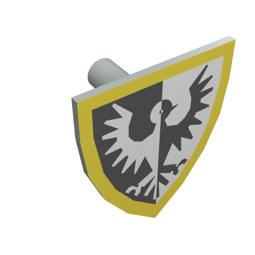 Shield Triangular with Black Falcon and Yellow Border Print Light Gray