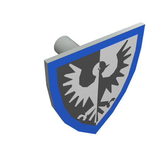 Shield Triangular with Black Falcon and Blue Border Print Light Gray