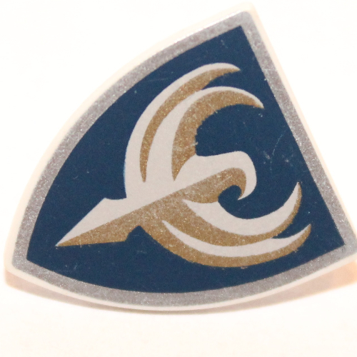 Shield Triangular with Dark Blue and Gold Jayko Hawk Print Very Light Bluish Gray