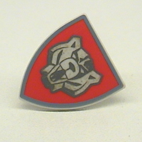 Shield Triangular with Red and Gold Santis Bear Print Very Light Bluish Gray