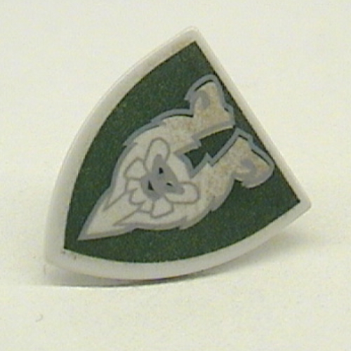 Shield Triangular with Dark Green and Gold Rascus Monkey Print Sehr helles Blaugrau