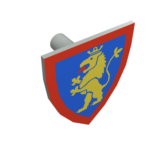 Shield Triangular with Lion Standing Yellow, and Blue Background Print Light Gray