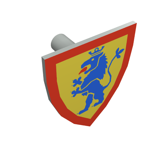 Shield Triangular with Blue Lion, and Yellow Background Print Light Gray