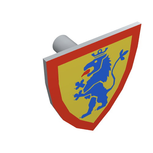 Shield Triangular with Blue Lion, and Yellow Background Print Hellblaugrau