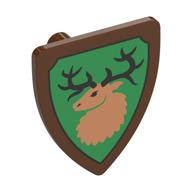 Shield Triangular with Forestmen Deer Head, Black Border Print Rotbraun