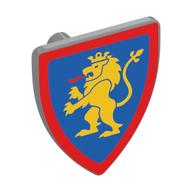 Shield Triangular with Lion Standing Yellow on Blue Background Print in Light Bluish Gray