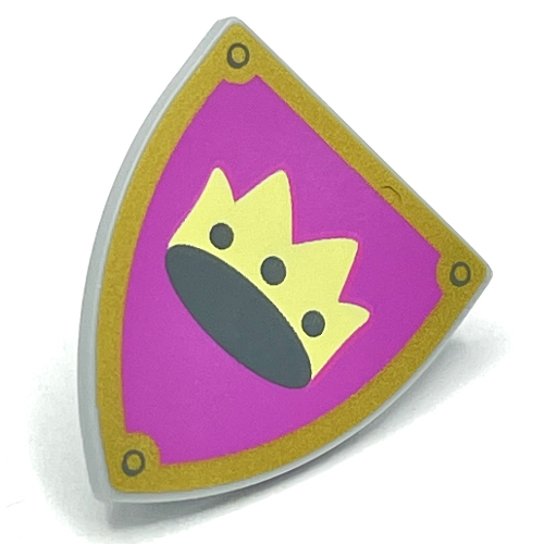 Shield Triangular with Crown on Pink Background and Gold Border Print Hellblaugrau