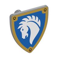 Shield Triangular with White Horse on Blue Field, Gold Border Print