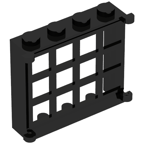 Minitalia Window 1 × 4 × 3 with 12 Panes Schwarz