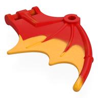 Creature Body Part, Dragon / Thestral Wing with Bar Connection and Marbled Bright Light Orange Pattern Red
