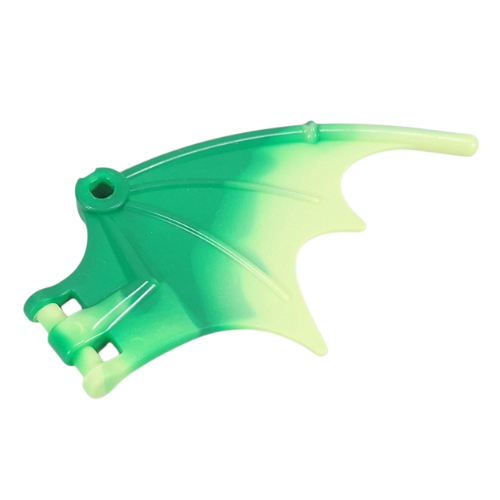 Creature Body Part, Dragon / Thestral Wing with Bar Connection and Marbled Yellowish Green Pattern Green