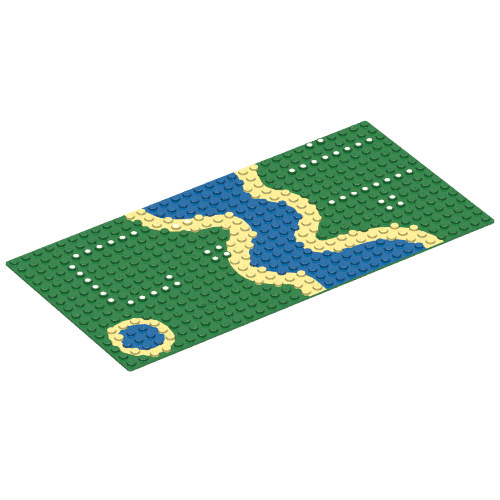 Baseplate 16 × 32 with River and Dots Print Green