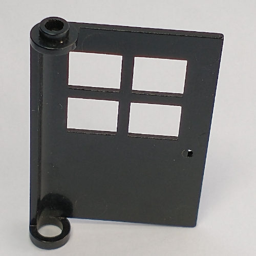 Door 1 × 4 × 5 with 4 Panes, Rounded Base Schwarz