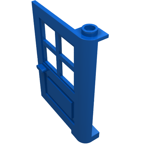 Door 1 × 4 × 5 with 4 Panes, Squared Base Blau