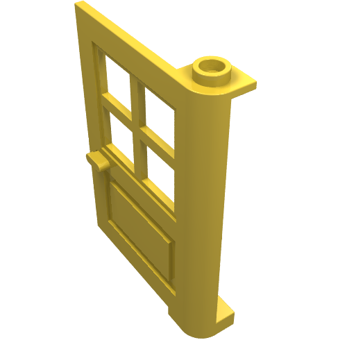 Door 1 × 4 × 5 with 4 Panes, Squared Base Yellow