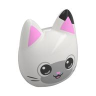 Minidoll Head Special, Kitten/Cat with Bright Pink Ears, Black Spot, Dark Bluish Grey Face print White