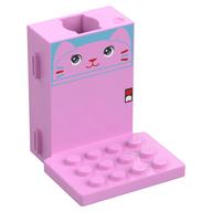 Brick Special 6 × 6 × 5 with Gear Hole, 3 × 4 Plate with Cat Face print Leuchtrosa