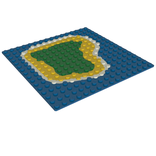 Baseplate 16 × 16 with Island on Blue Water Print Hellgrau