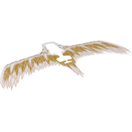 Wings, with Brown, Reddish Brown, and Pearl Gold Feathers on White Print Trans-Clear