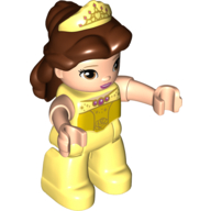 Duplo Figure Belle, Reddish Brown Hair, Bright Light Yellow Legs, Bright Light Yellow Tiara Print Leuchtendes Hellgelb