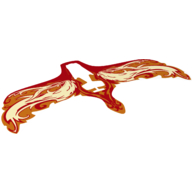 Wings, with Yellow and Orange Flames on Red Print Trans-Clear