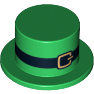 Top Hat with Black Belt and Gold Buckle Print Green