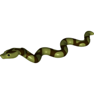 Animal, Snake, Large with Raised Head with Dark Brown Scales Print Olive Green