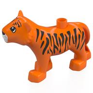 Duplo Animal Tiger Adult New Style, Semi-circular Eyes Print Orange