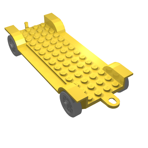 Fabuland, Vehicle Base, Car Chassis 14 × 6.5 with Tow-Hook and Light-Gray Wheels Gelb