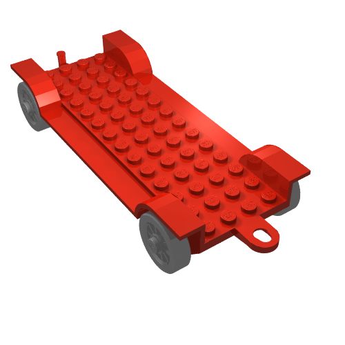 Fabuland, Vehicle Base, Car Chassis 14 × 6.5 with Tow-Hook and Light-Gray Wheels Red