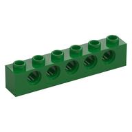 Technic Brick 1 × 6 [5 Pin Holes] Green