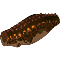 Animal Body Part, Dinosaur, Carnotaurus Body with Dark Brown Stripes, Orange Spots Print Mittelnougat