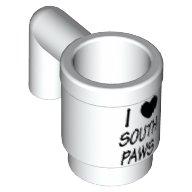 Equipment Cup / Mug with Black 'I' Heart 'SOUTH PAWS' Print Weiß