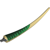 Animal Body Part, Dinosaur, Baryonyx Tail, with Pin, Dark Green and Green Markings Print Beige