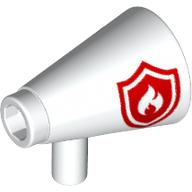 Equipment Megaphone with Red Fire Shield Logo Print Weiß