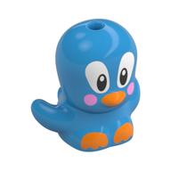 Animal, Bird, Bright Light Orange Beak and Feet, Bright Pink Cheeks Print Dark Azure