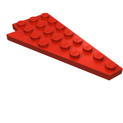 Wedge Plate 8 × 4 Wing Right with Stud Notch Red