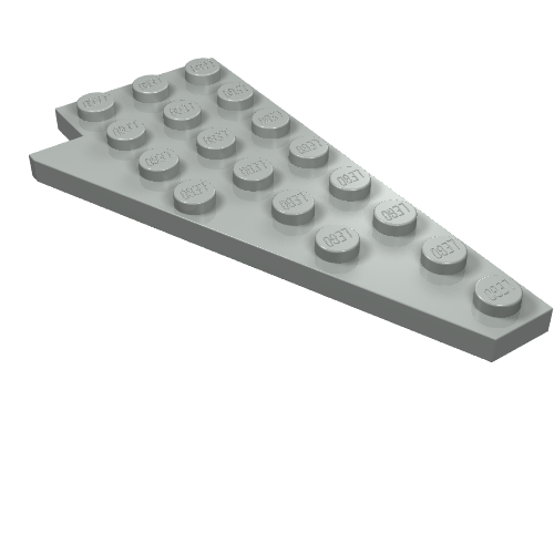 Wedge Plate 8 × 4 Wing Right with Stud Notch Light Gray