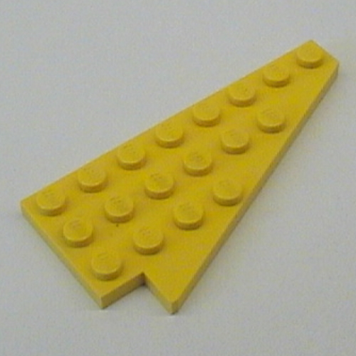 Wedge Plate 8 × 4 Wing Right without Stud Notch Yellow