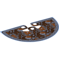 Neckwear Cape, Cloak Half Circle, Iridescent / Orante Reddish Brown Design with Border Print Medium Blue