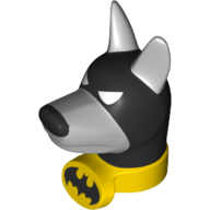 Animal Body Part, Dog Head with Collar with Batman print Light Bluish Gray