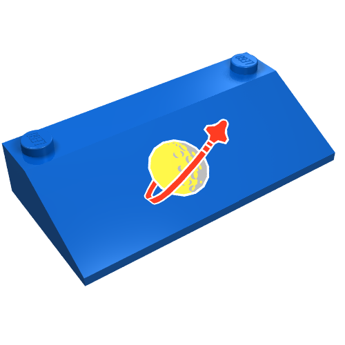 Brick Sloped 33° 3 × 6 with Small Classic Space Logo Print Blau