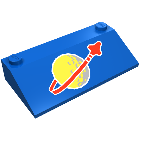Brick Sloped 33° 3 × 6 with Large Classic Space Logo Print Blau