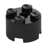 Stein rund 2 × 2 mit Achsloch Schwarz