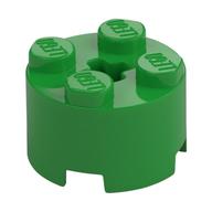 Brick Round 2 × 2 with Axle Hole Bright Green